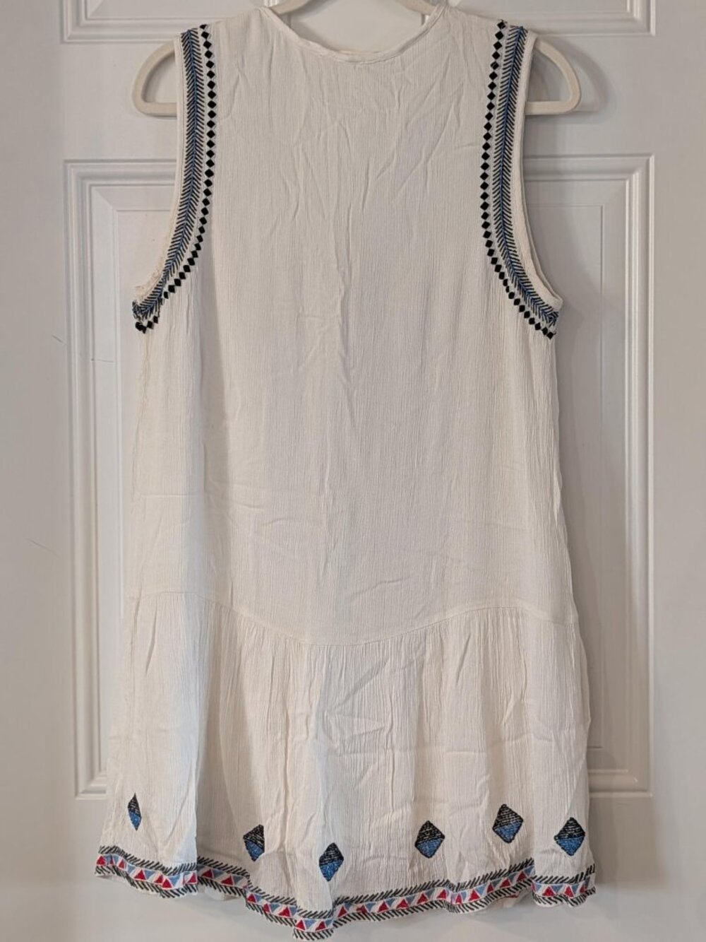 Rapsodia White Mini Dress Lined Embroidered Beaded Large Boho Festival Artisan - Picture 3 of 10